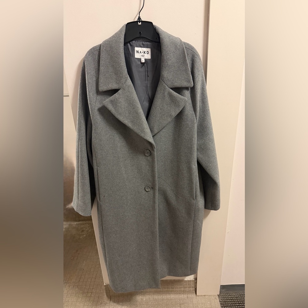 NA-KD Gray Wool long Coat